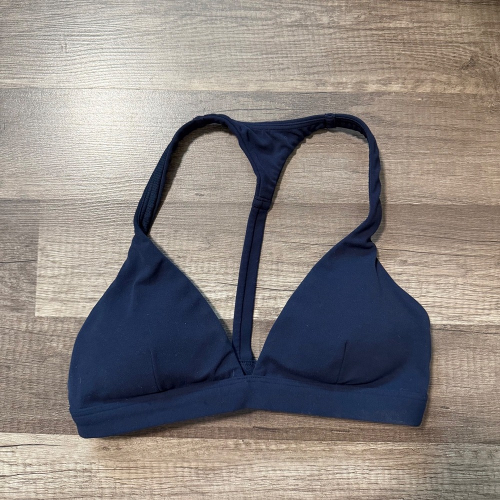 Athleta Navy Blue T-Back Racerback Sports Bra XS Yoga Activewear